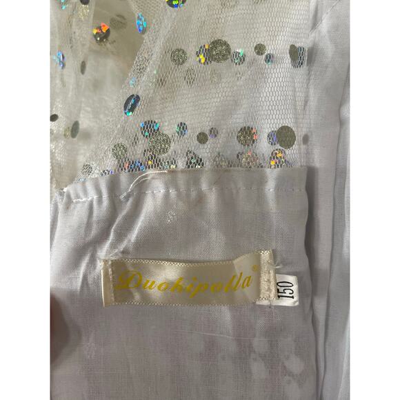 White Sequined Dress Princess Size 12 Youth - Picture 7 of 7